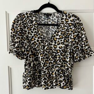 Banana Republic Leopard Print Peplum Top Size  M